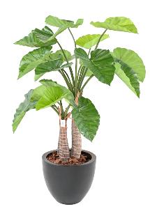 Plante artificielle tropicale Alocasia 3 troncs - décoration d'intérieur - H.130cm vert