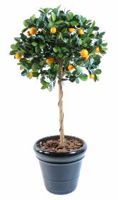 Arbre artificiel fruitier Oranger tte en pot - intrieur - H.125cm vert orange