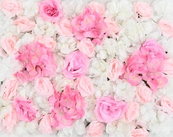 Plaque murale de fleurs artificielles roses et hortensias - dcoration d'intrieur - L.60x40cm blanc rose