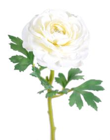 Fleur artificielle Renoncule en tissu - cration de bouquet - H.58 cm blanc