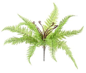 Plante artificielle Fougre Boston en piquet 12 feuilles - plante d'intrieur - H.59cm vert
