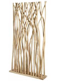 Brise vue claustra bois - sparateur de pice fabriqu en branches de teck naturel - H.180x120cm