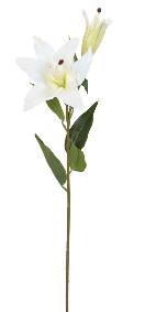 Fleur artificielle Lys 1 fleur et 1 bouton - cration de bouquet - H.73 cm blanc